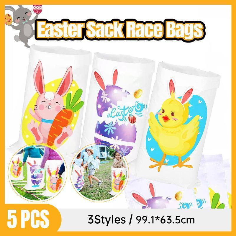 Jumping Sack Race Bags 5pcs Set for Outdoor Garden Party Family Group Activity Game - Eggshell