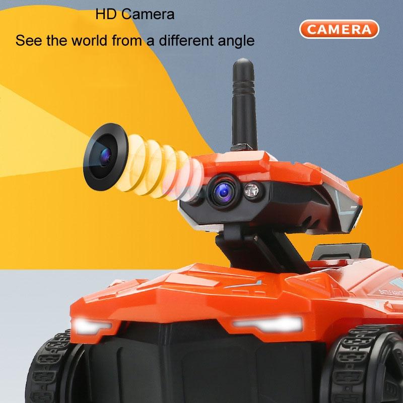 720p Hd Camera Rc Car with Real-time Surveillance and Remote Control - Tank Design - Orange