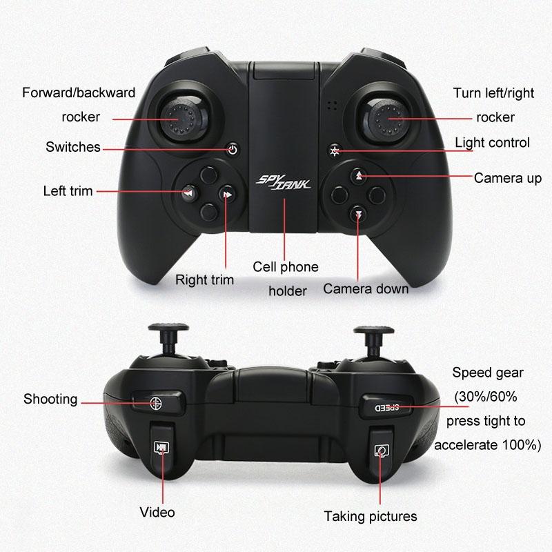 720p Hd Camera Rc Car with Real-time Surveillance and Remote Control - Tank Design - Blue