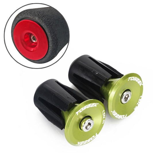 A Pair Of Aluminum Bike Handlebar End Plugs - Green