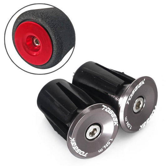 A Pair Of Aluminum Bike Handlebar End Plugs - Grey