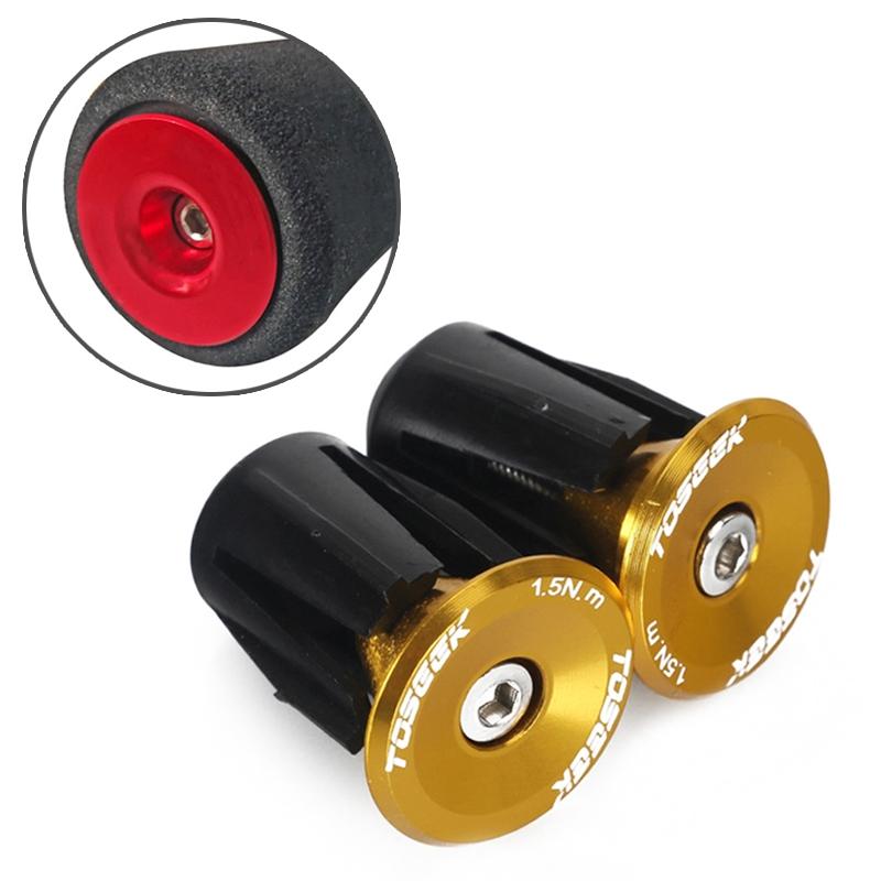 A Pair Of Aluminum Bike Handlebar End Plugs - Gold