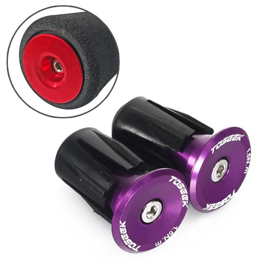 A Pair Of Aluminum Bike Handlebar End Plugs - Purple