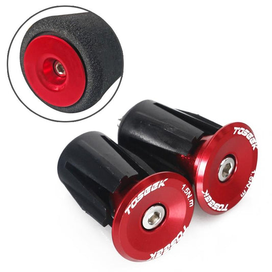 A Pair Of Aluminum Bike Handlebar End Plugs - Red
