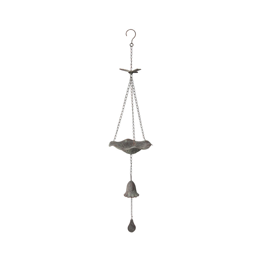 Hanging Lilypad Birdfeeder w Dragonfly & Bell 84cm