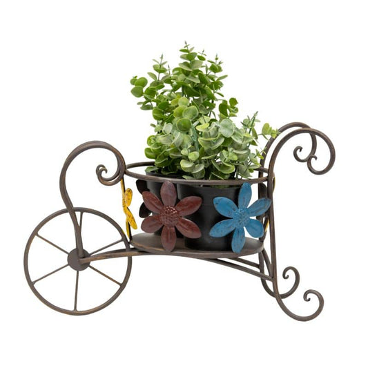 Antique Wheelbarrow w Flower Design Pot Planter 41cm