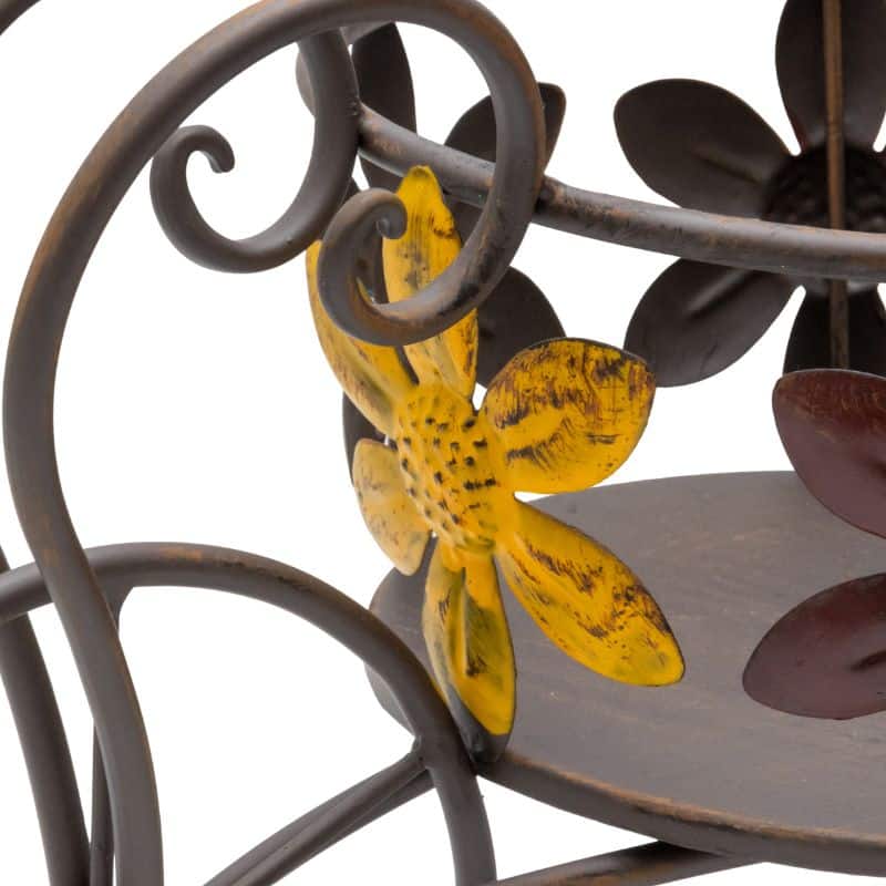 Antique Wheelbarrow w Flower Design Pot Planter 41cm