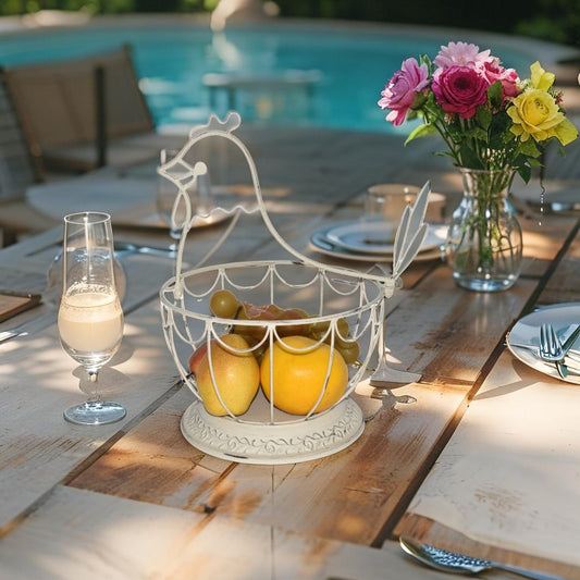 Chicken Shape Footed Bowl / Basket 30cm