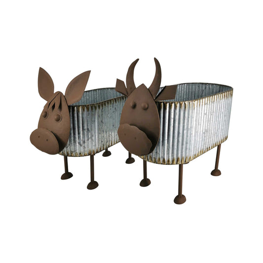 Set 2 Nested Cow Planters 45cm, 40cm