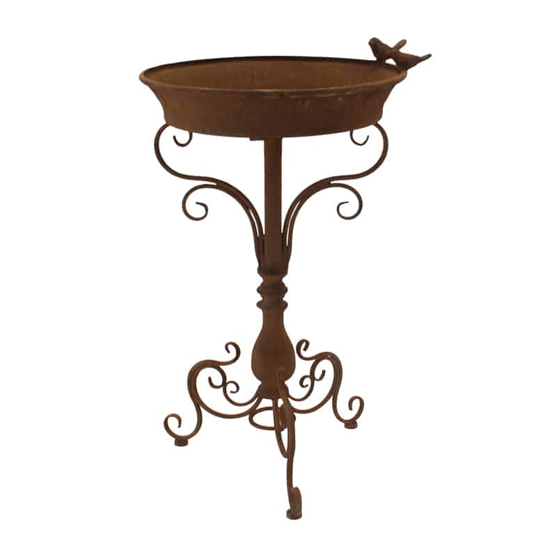 Rust Pressed Metal Birdbath 64cm