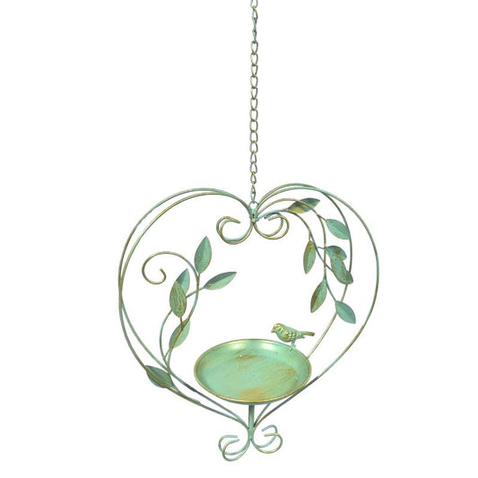 Hanging Green Heart-Shape Birdfeeder