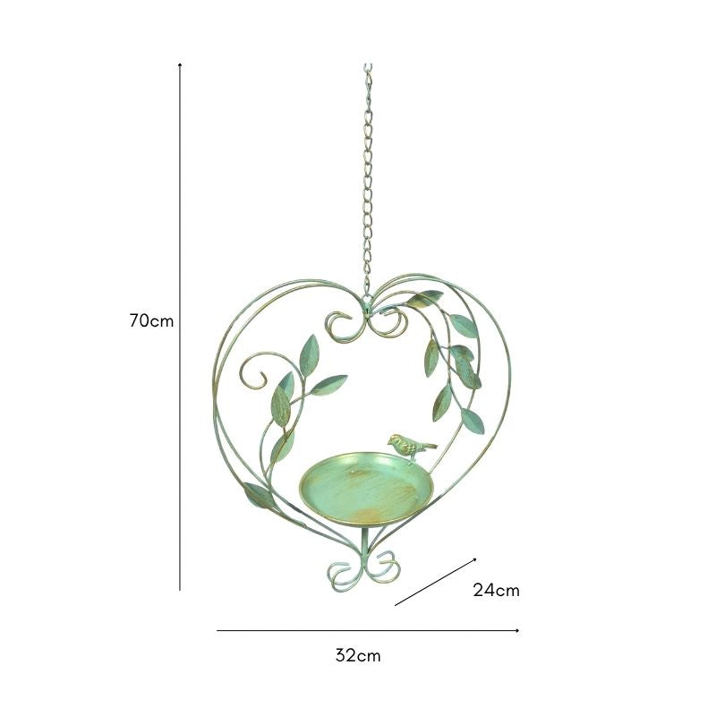 Hanging Green Heart-Shape Birdfeeder