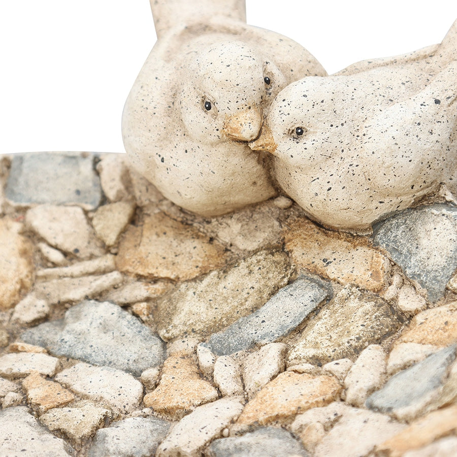 Stony Birdbath On Pillar 45cm