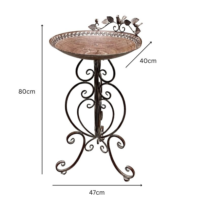 Leafy Birdbath / Bird Feeder w Embellished Legs 80cm