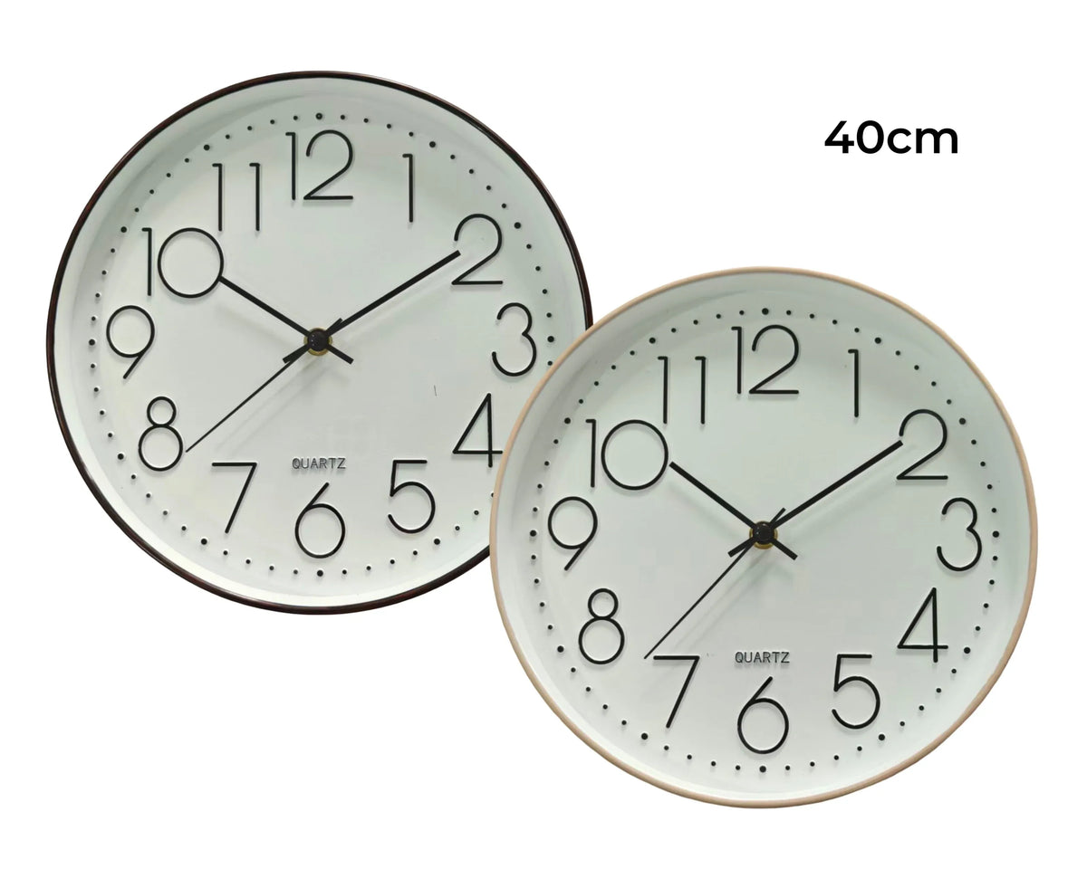 Bulk 8 Large Plastic Contemporary Round Wall Clock 2 Asst