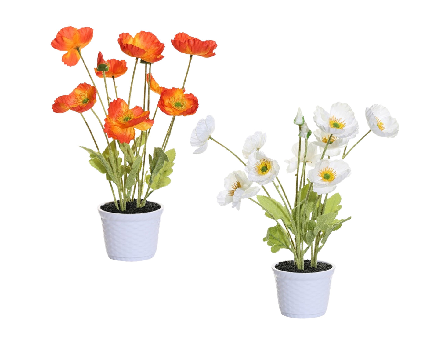 Set 2 Artificial Poppy Flower in Pot 10x35cm