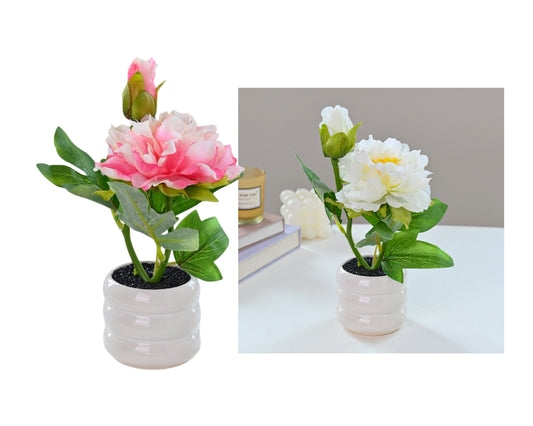 bulk 12 Artificial Peony Pot Assort 23cm