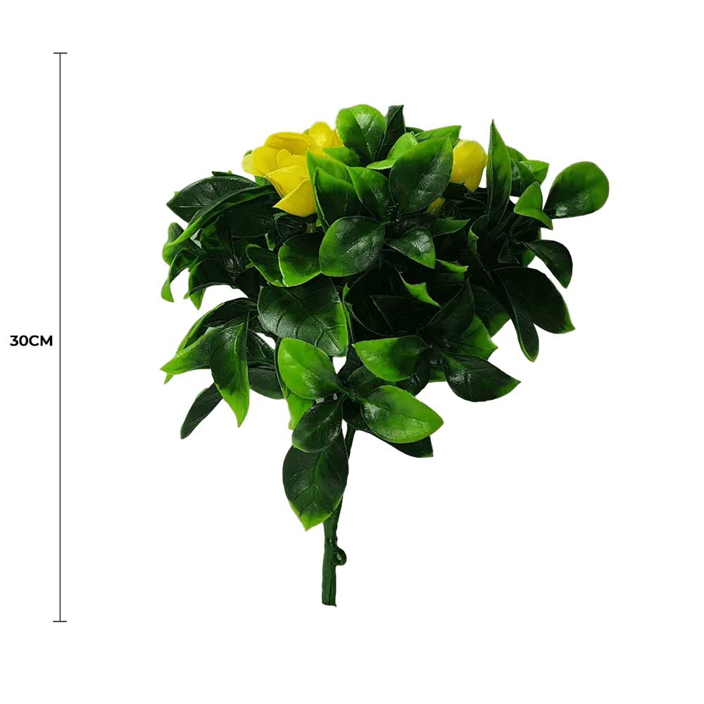 Flowering Yellow Rose Stem UV Resistant 30cm