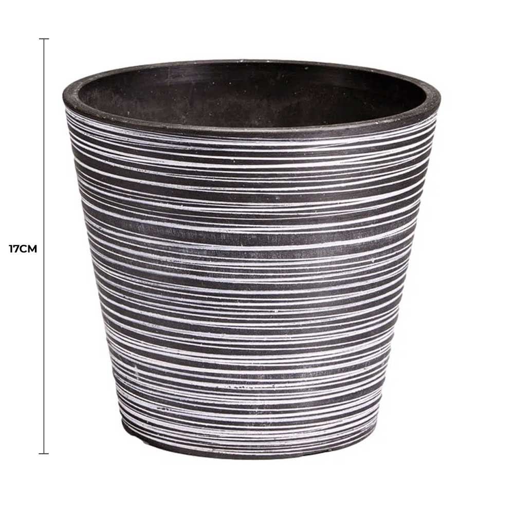 Black and White Engraved Pot 17cm