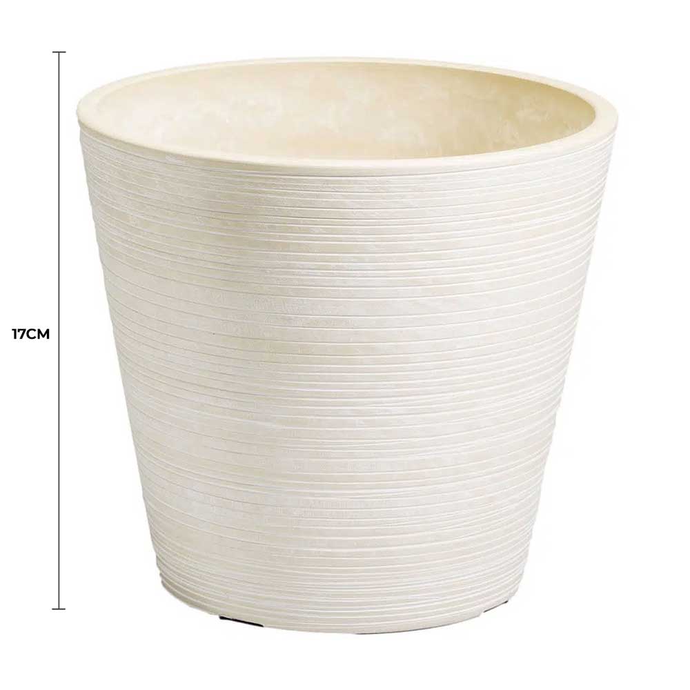 Cream and White Engraved Pot 17cm