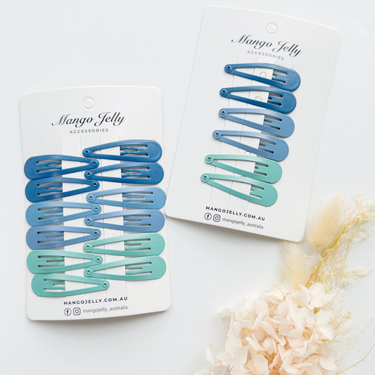 Essential Snap Hair clips - Blue - 12 Pieces