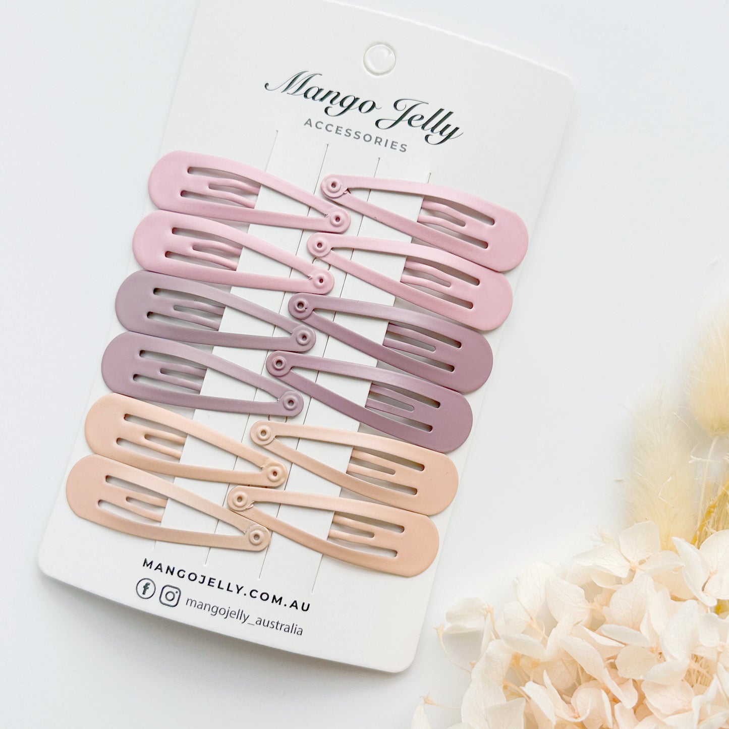 Essential Snap Hair clips - Dusty Pink - 12 Pieces