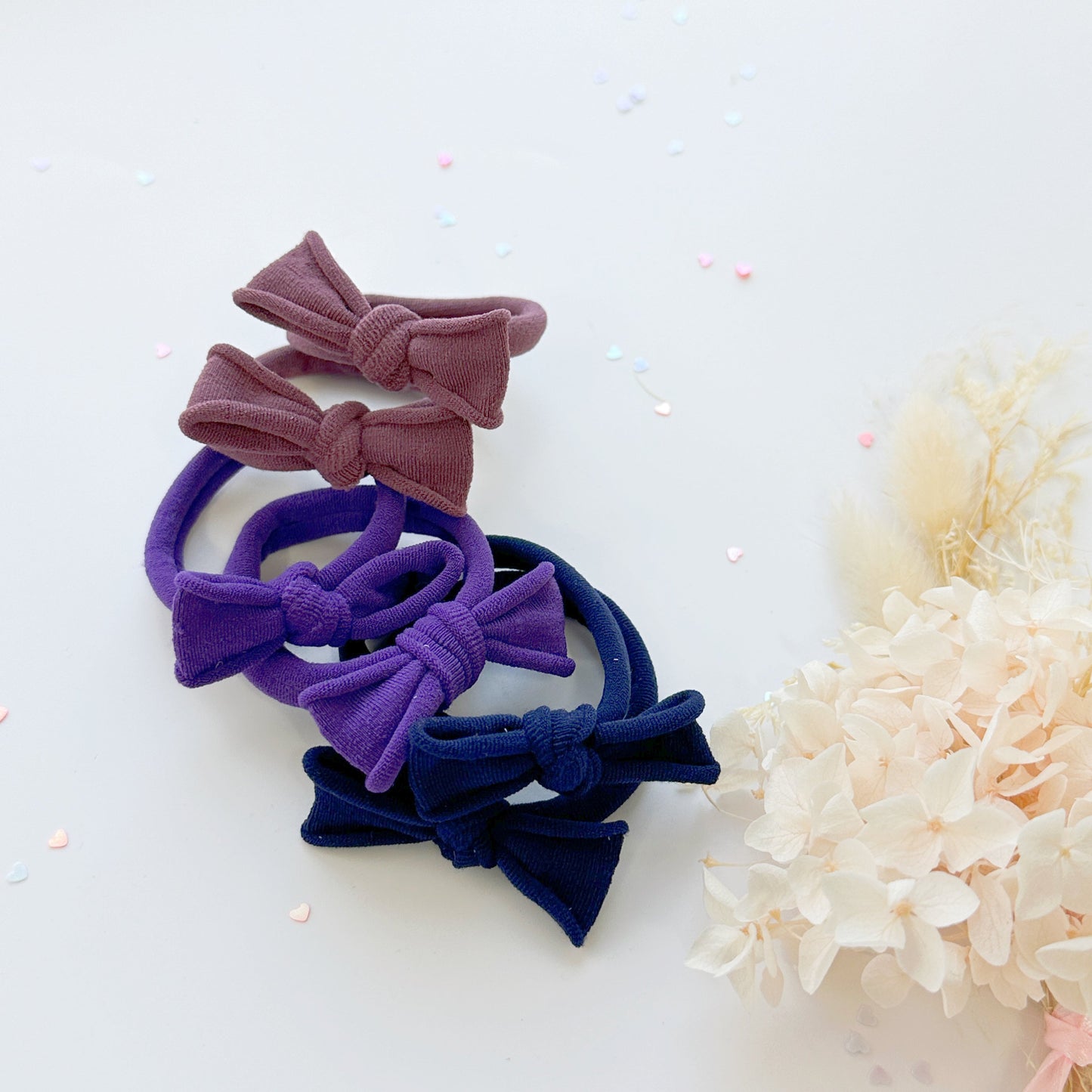 Handmade Simple Bow metal free hair ties - Violet - 1 Pairs - Royal Blue