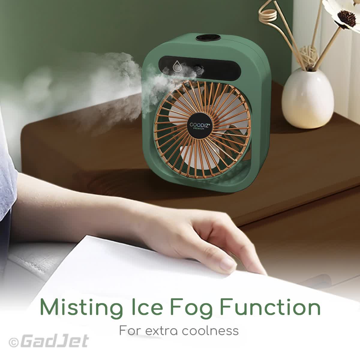 Green color USB 2-in-1 Misting Fan & Humidifier – Portable Cooling and Humidifying Solution