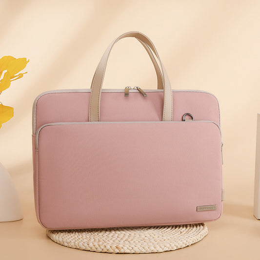 Pink Chic Padded Laptop Bag for 15.6-Inch Notebooks - Versatile Shoulder Briefcase with Trolley Strap