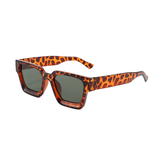 Leopard print Classic Square Frame Sunglasses - Unisex UV400 Protection, Lightweight & Face-Slimming Design - High Definition Vision Eyewear