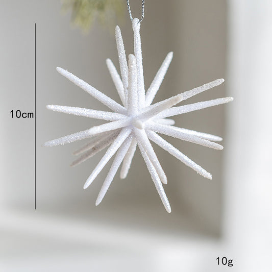 5-PCS White New Christmas Ornament - Starburst Hanging Decor for Tree and Holiday Display