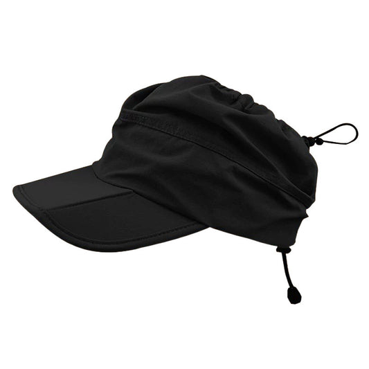 Black Foldable Packable Visor Cap for Women, Quick Dry Outdoor Running Sport Sun Protection Hat