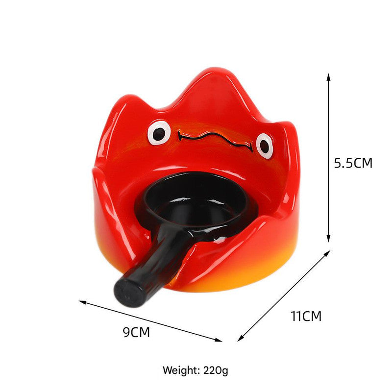 Red Cartoon Flame Resin Aromatherapy Candle Holder Night Light Tabletop Ornament Home Decor Gift(Scented candles not included)