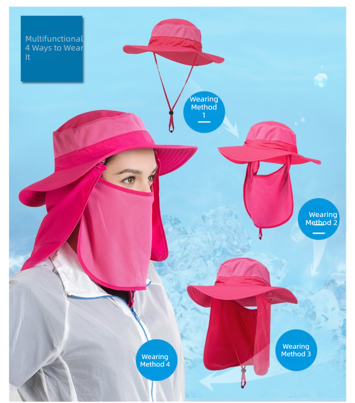 Khaki Outdoor Summer Sun Protection Hat with UV Protection Breathable Wide Brim Fisherman Cap for Hiking Cycling Fishing