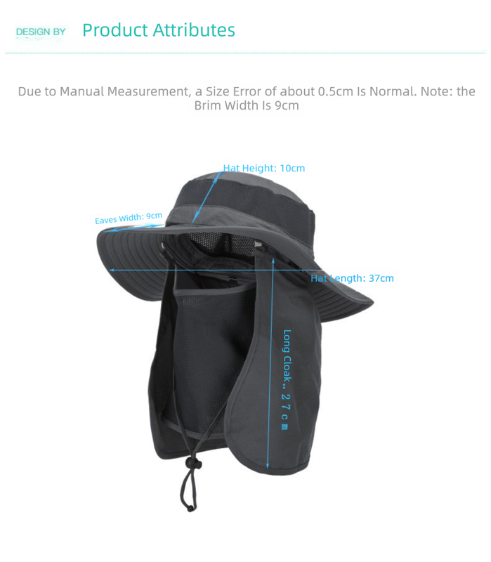 Dark Blue Outdoor Summer Sun Protection Hat with UV Protection Breathable Wide Brim Fisherman Cap for Hiking Cycling Fishing