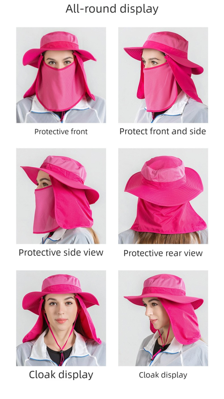 Dark Grey Outdoor Summer Sun Protection Hat with UV Protection Breathable Wide Brim Fisherman Cap for Hiking Cycling Fishing