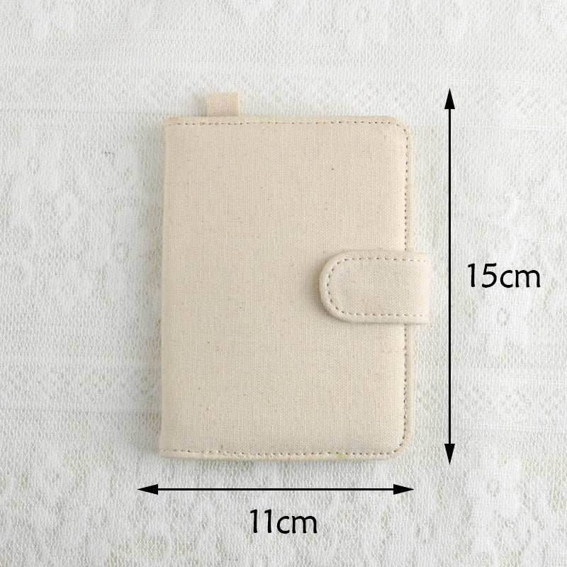 White DIY Canvas Passport Holder with 4 Random Patches - Customizable Travel Document Wallet