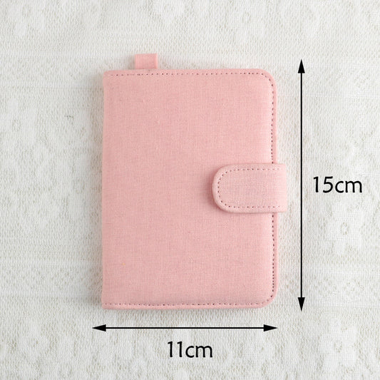 Pink DIY Canvas Passport Holder with 4 Random Patches - Customizable Travel Document Wallet
