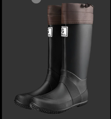 43# Black Foldable Knee-High Rain Boots - Packable Waterproof Non-Slip Wellies for Travel & Festivals