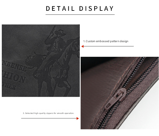 3-PCS Dark Brown Menbense Fashion Leather Wallet Set - Vintage Hunter Design Bi-Fold Wallet with Card Slots