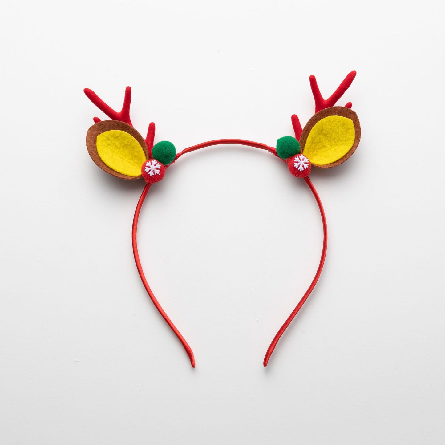 Two-tone Pom-pom Enchanting 5-Piece Christmas Antler Headband Set - Festive Brown Reindeer Hair Accessories for Holiday Gifts