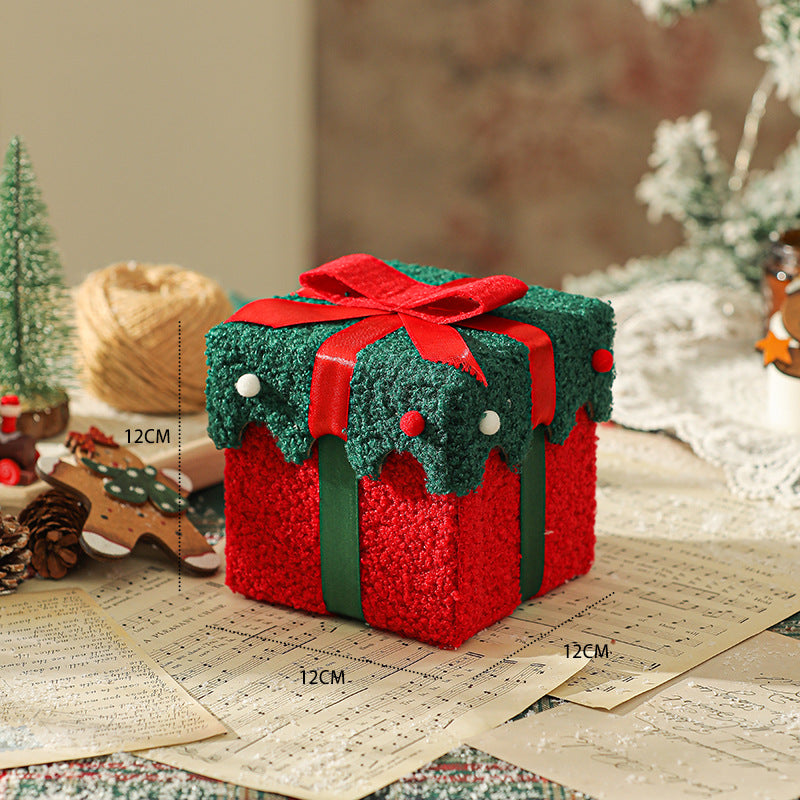 Green Red Butterfly Knot Style Premium 2-Piece Christmas Apple Gift Box Set - High-End Thick Flannel Festive Candy & Present Boxes
