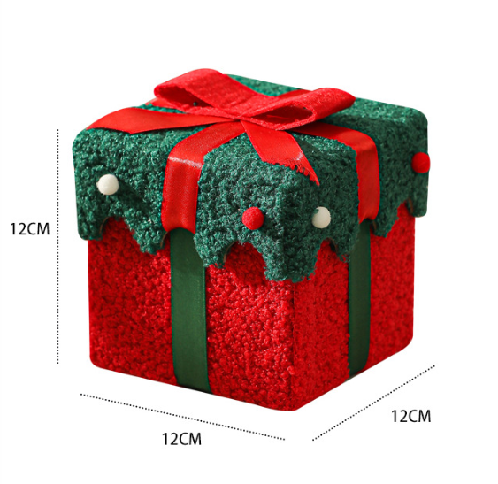 Green Red Butterfly Knot Style Premium 2-Piece Christmas Apple Gift Box Set - High-End Thick Flannel Festive Candy & Present Boxes
