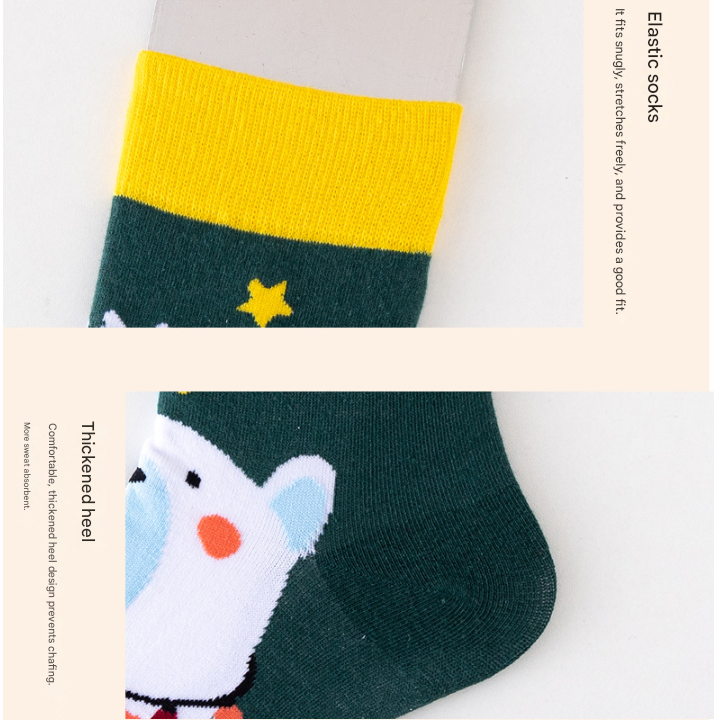 Festive 4-Pair Christmas Sock Gift Box Set - European & American Santa & Snowman Cartoon Cotton Socks