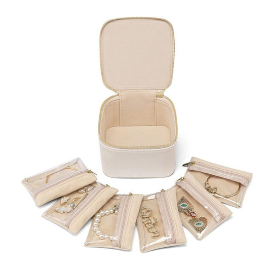 Luxury Leather Jewelry Box - Necklace, Ring & Earring Organizer for Women (4.7x4.7x2.9 inches)
