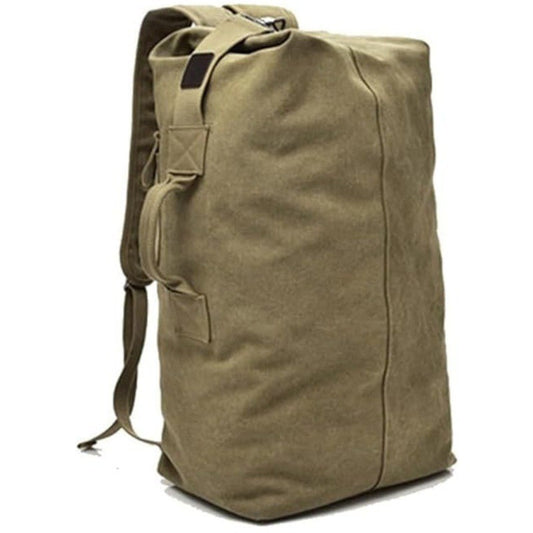 Khaki Vintage Canvas Backpack Large Capacity Rucksack for Travel and Hiking Rugged Retro Daypack for Men and Students Ideal for Australian Outdoors