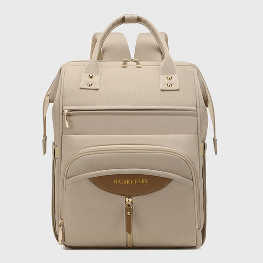 Multifunctional Diaper Bag Backpack(Apricot) - Large Capacity & Organized Storage for Baby Essentials