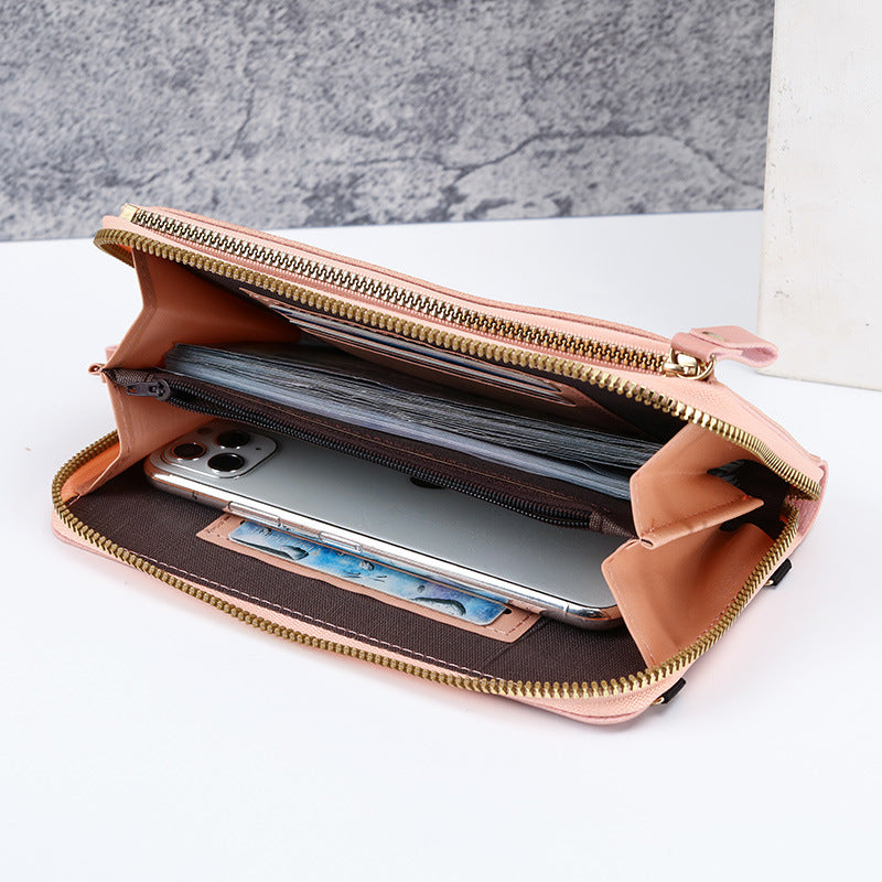 Two-Piece Blue Set Anti-Theft Touch Screen Mini Crossbody Phone Bag for Women (20x11.5x4.5cm) - Multi-functional PU Leather Wallet Pouch