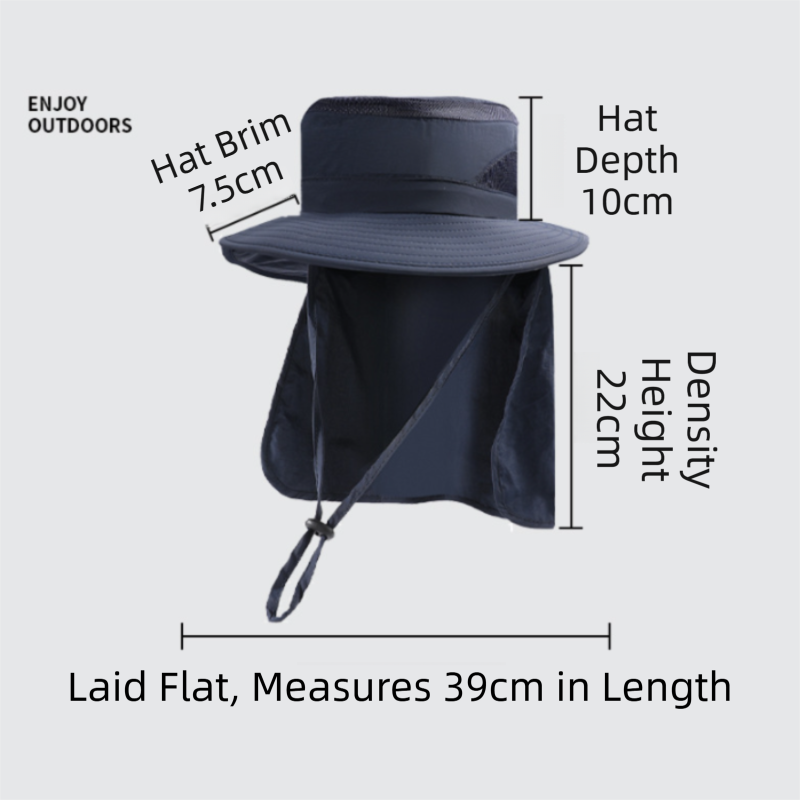 2-Pack Green Men's Adjustable Sun Protection Hat - Wide Brim, Deep Crown, Quick Dry Breathable Sun Cap with Neck Flap for Hiking & Outdoors