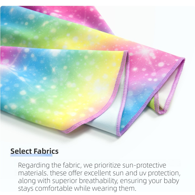 2-Pack Girls' Sun Protection Swim Cap Set - Cute Cartoon Rainbow Horse Pattern, Quick Dry Nylon Swimming & Wading Hat